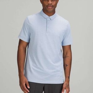 Lululemon Evolution Short Sleeve Polo Shirt *Pique Fabric Heathered Blue Linen